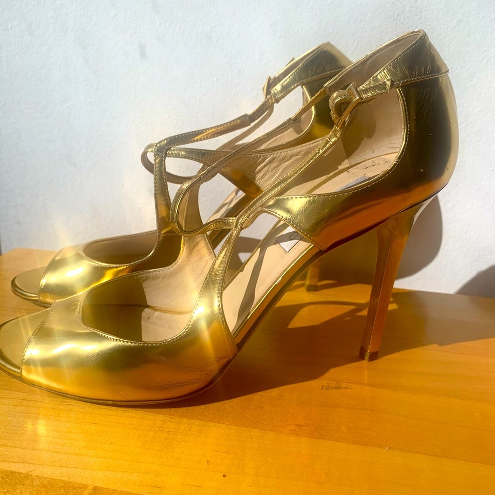 Gold 4” mirror Jimmy Choo Sandals (size 10 US / 41 IT)